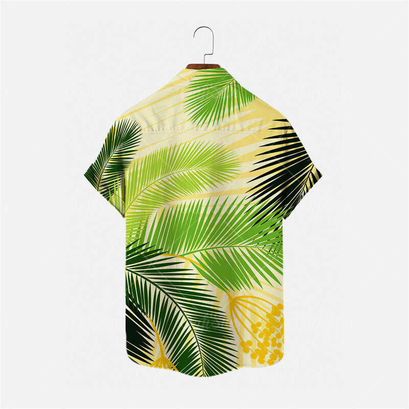 موضة الرجال قميص هاواي صيفي الرجال عادية اللون مطبوعة شاطئ الوها قميص قصير الأكمام XL 5XL Camisa Hawaiana Hombre