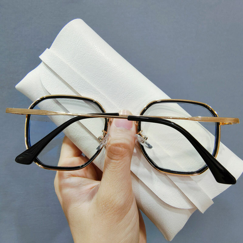موضة العلامة التجارية الضوء الأزرق حجب النظارات النساء الرجال حماية العين الكمبيوتر UV400 نظارات مكافحة الأشعة الزرقاء الذهبي إطار معدني