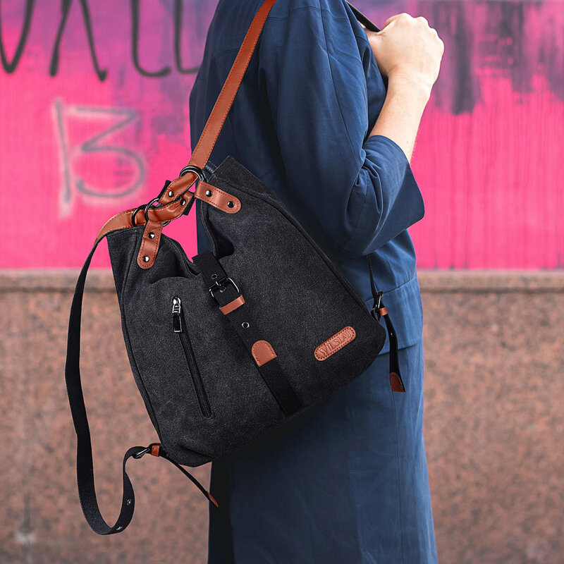 WILSLAT حقيبة ظهر للنساء قماش حمل حقيبة متعددة الوظائف حقائب الكتف الترابية واقية على ظهره للمدرسة مكتب السفر