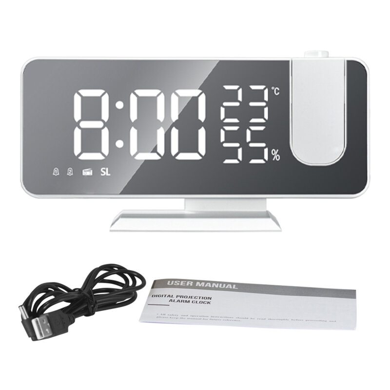 راديو FM LED الرقمية الذكية ساعة تنبيه ساعة الجدول ساعات سطح المكتب الإلكترونية USB الاستيقاظ على مدار الساعة مع وقت الإسقاط غفوة