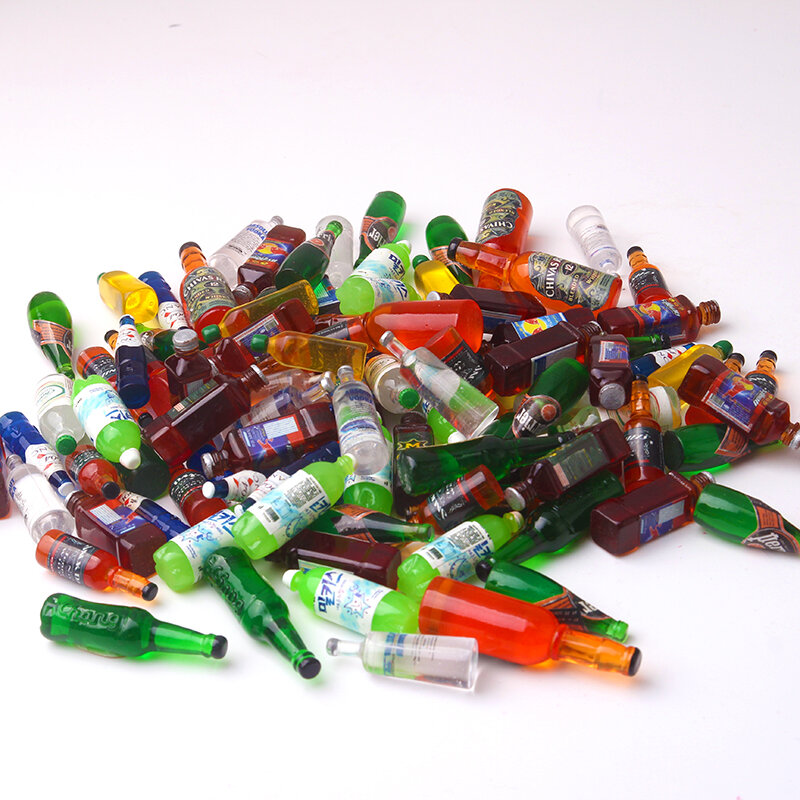 Miniaturehouse-زجاجات بلاستيكية صغيرة لدمية الأطفال ، زجاجات نبيذ أخضر ، إكسسوارات ألعاب أمريكية صغيرة ، هدية عيد ميلاد للأطفال Q59 ، 10 قطع/مجموعة