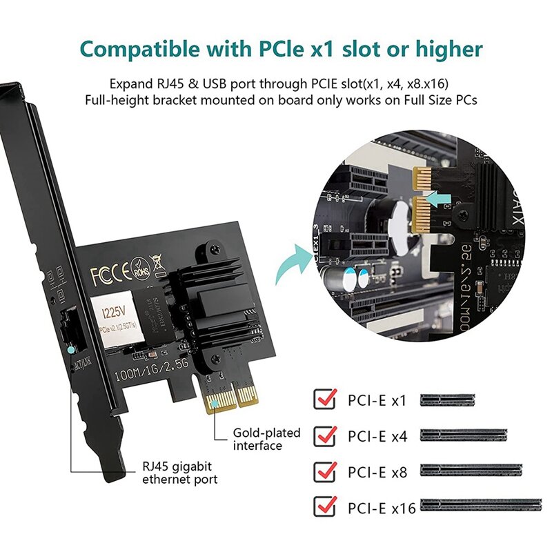 2.5GBase-T PCIe محول الشبكة I225V 2.5G/1G/100Mbps PCI Express جيجابت إيثرنت بطاقة RJ45 LAN محول محول