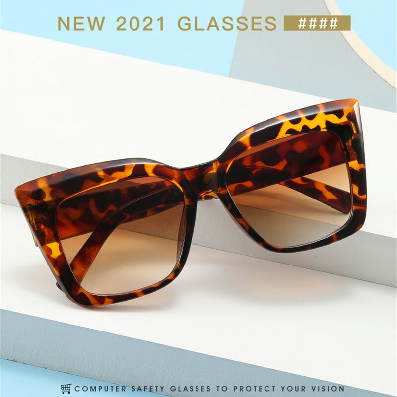 2021 جديد عين القط النساء النظارات الشمسية الإناث شخصية إطار كبير UV400 الشمس الظل نظارات الاتجاه الرجعية النظارات العلامة التجارية مصمم