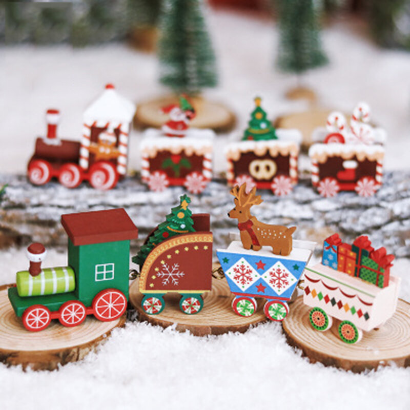 قطار صغير زينة خشبية للمنزل عيد الميلاد ديكور عيد الميلاد 2020 السنة الجديدة 2021 عيد الميلاد الحلي هدية عيد الميلاد لعبة أطفال