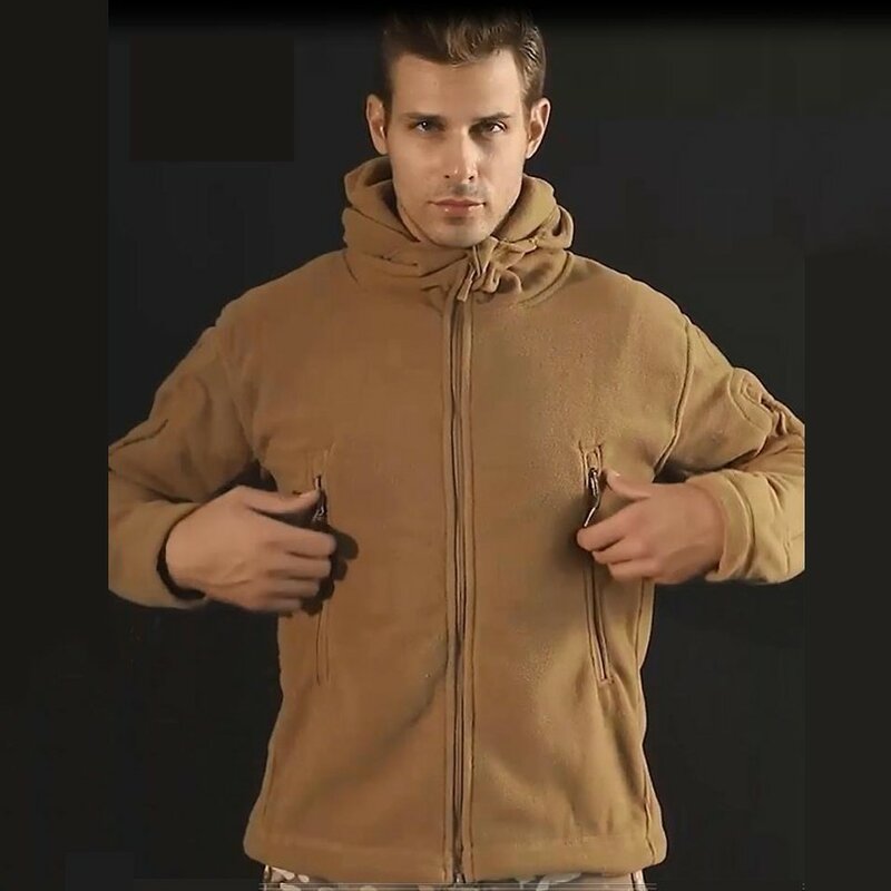 الدافئة الصوف السترات التكتيكية الرجال العسكرية يندبروف رشاقته متعددة جيب جاكيتات عادية هوديي معطف الملابس