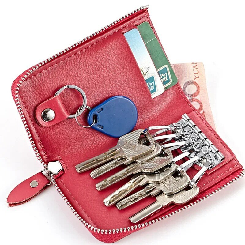 محفظة جلدية للجنسين بسيطة ، حامل مفاتيح بسيط ، منظم ، محفظة ، حامل بطاقات مربية