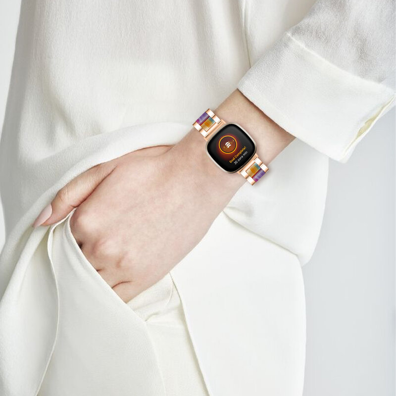 الفولاذ المقاوم للصدأ الراتنج حزام ساعة اليد ل Fitbit فيرسا 3 سوار ساعة ذكية النساء الرجال حزام الساعات المعدنية ل fitbit تحسس اكسسوارات