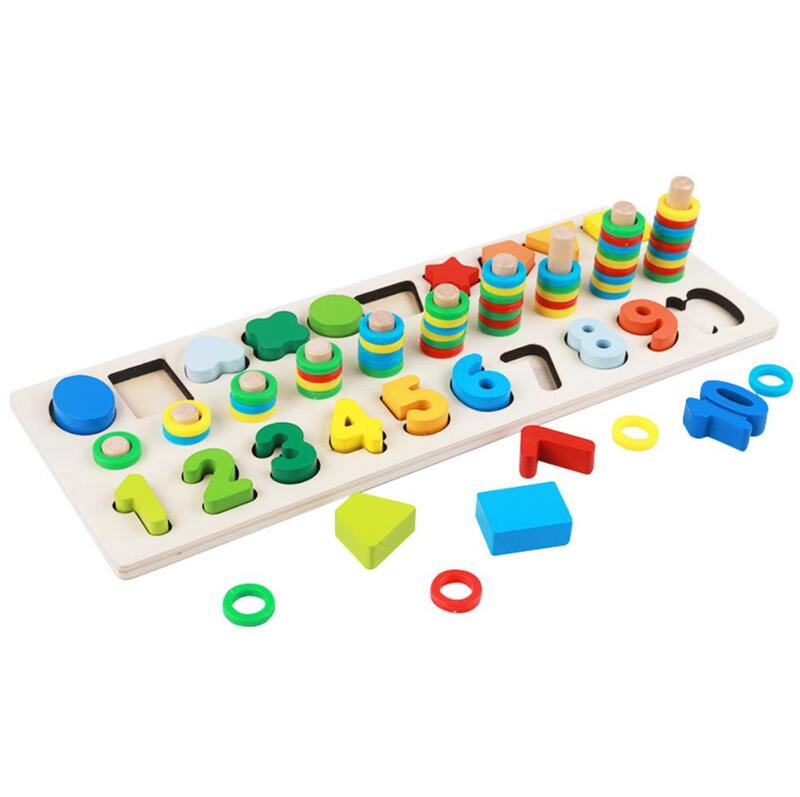 لعبة دائرة قوس قزح بأشكال أرقام خشبية للأطفال ، لعبة مطابقة ، تنمية الذكاء ، جديدة ، ثلاثة في واحد