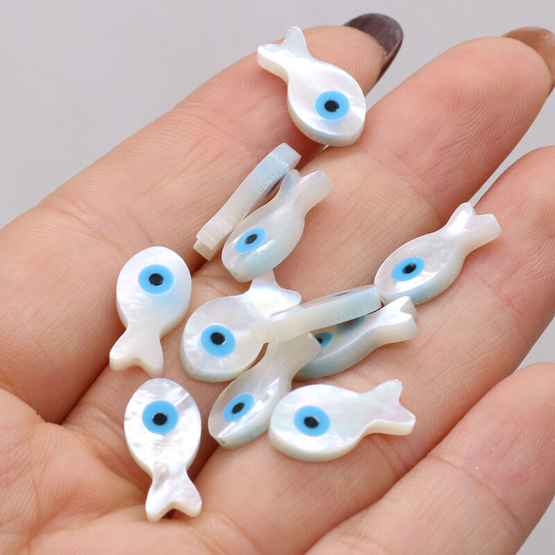 Natural Freshwater White Shells Fish-shaped Eyes Beads Handmade Crafts DIY Necklace Bracelet Jewelry Accessories Gift Making