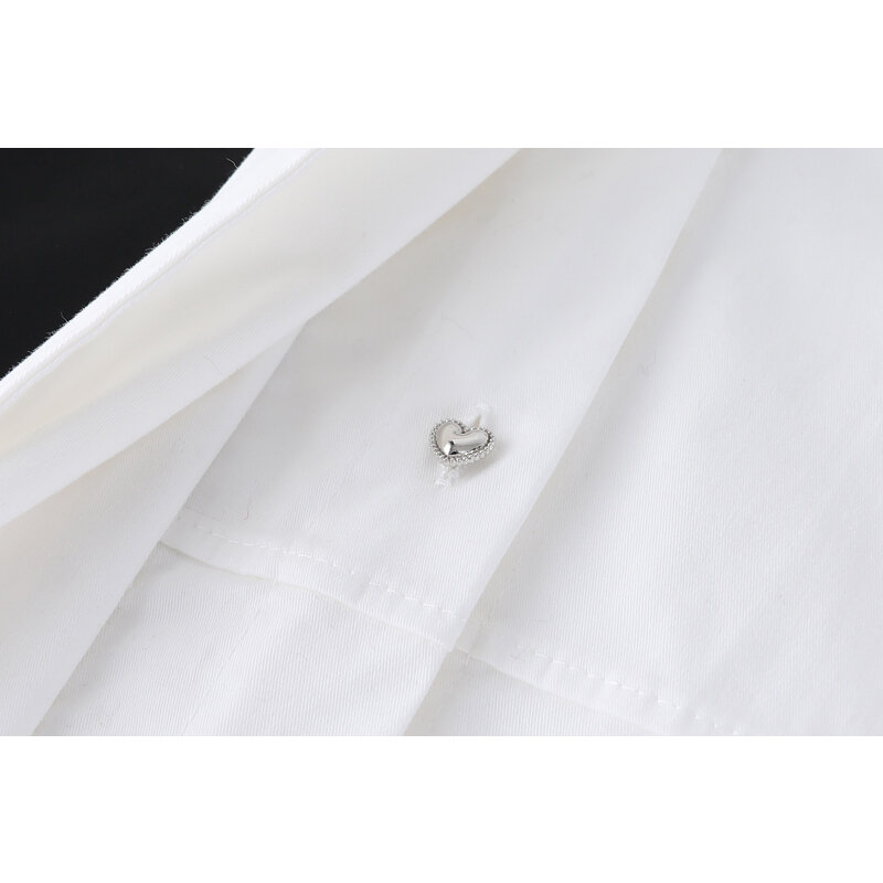 2022 الربيع المرأة قميص القوس المرقعة قمصان الفرنسية نمط الأبيض البلوزات Harajuku شيك الشارع الشهير بلوزة حريمي مكتب العصرية