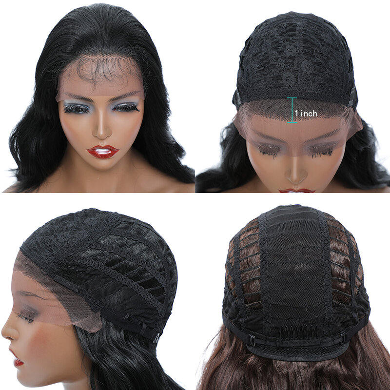 Long Wavy Synthetic Lace Wig With Baby Hair Black Wavy For Black Women Free Part Wig Daily Heat Resistant Fiber Hair SOKU #6