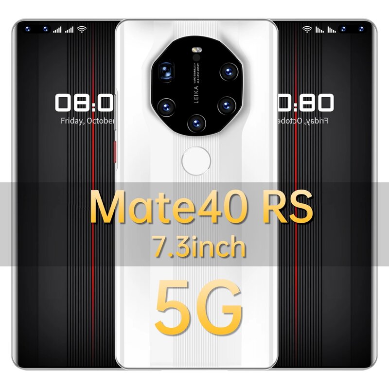 الهواتف الذكية Mate40 RS 7.3 "Deca Core 50MP بشريحتين سنابدراجون 888 أندرويد 11.0 شبكة 16G 512G الإصدار العالمي للهاتف المحمول