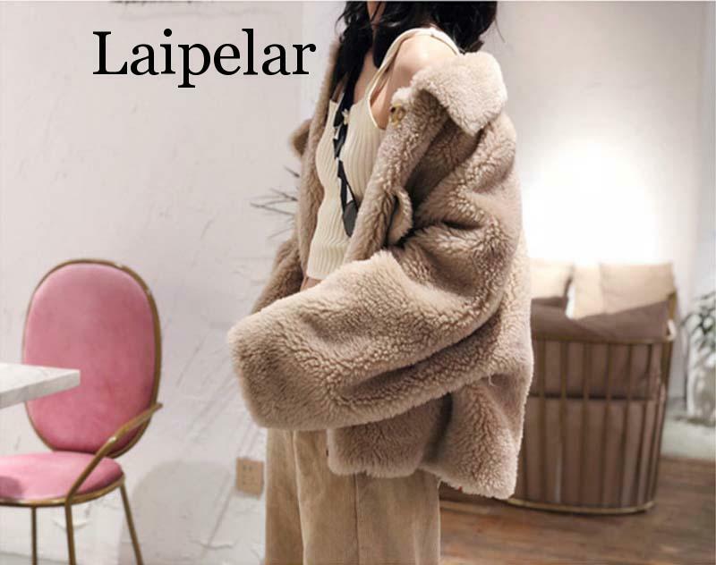 Laipelar-معطف نسائي من الفرو الصناعي ، معطف نسائي قصير ، معطف فرو خريفي وشتوي ، 4 ألوان