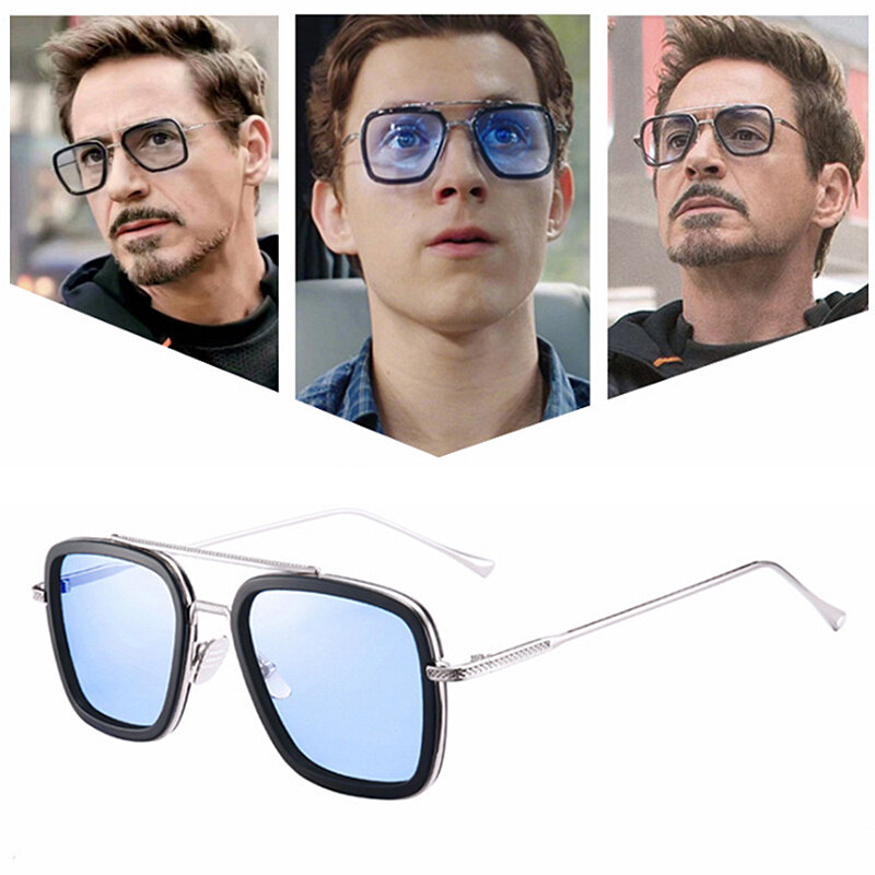 توني ستارك الفاخرة الرجال الطيار النظارات الشمسية الذكور الاستقطاب فوتوكروميك مكبرة المعادن نظارات للقيادة السائقين نظارات Oculos دي سول
