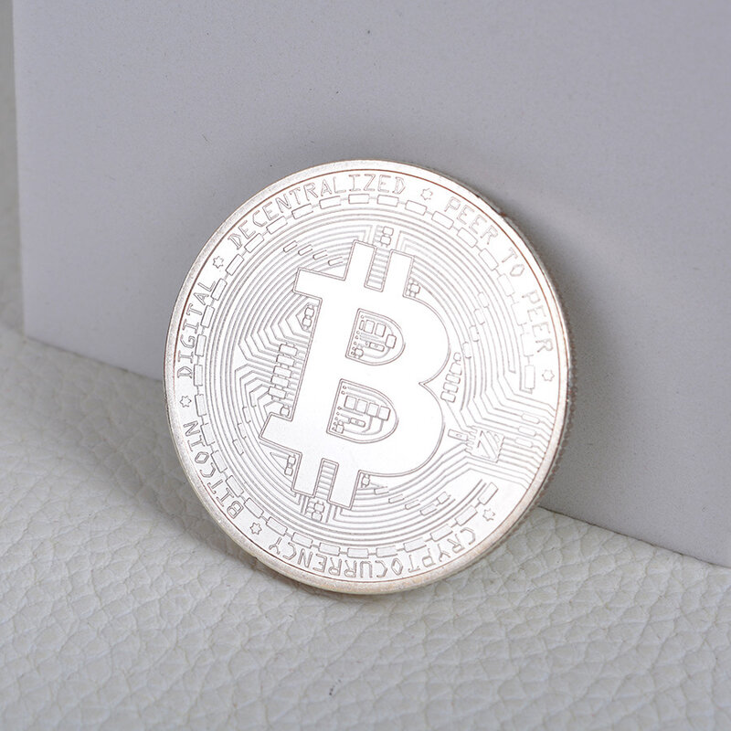 بيتكوين الفن جمع مطلية بالذهب المادية Bitcoins بيتكوين BTC مع علبة هدية المعادن المادية العتيقة عملات فضية تقليد