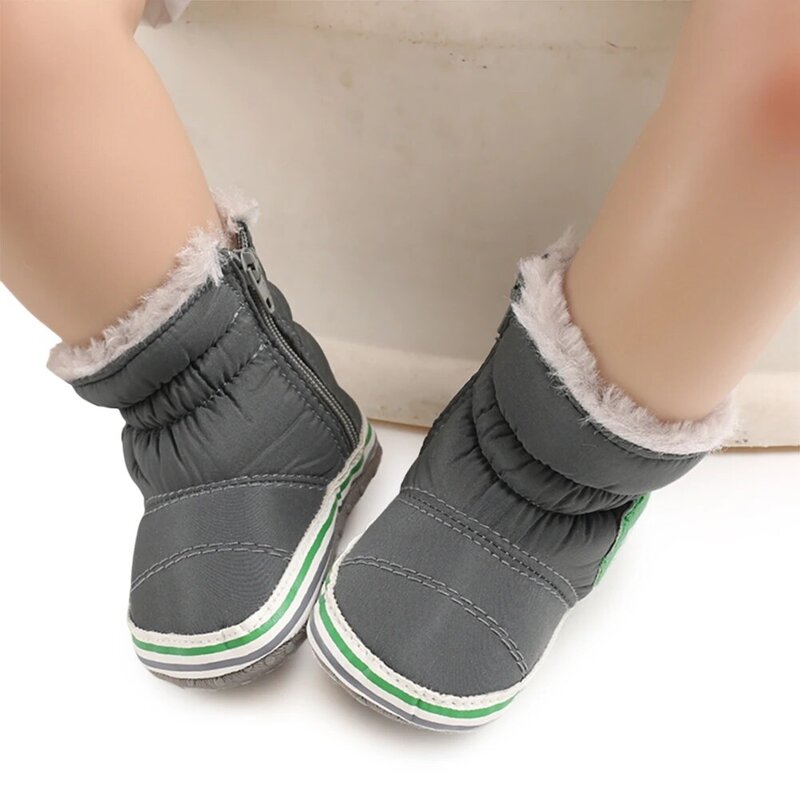 Baywell الشتاء 0-18 متر الرضع الثلوج أحذية طفل صبي فتاة لينة وحيد بريق سستة الأولى ووكر أفخم اصطف الأحذية الصوف الأحذية