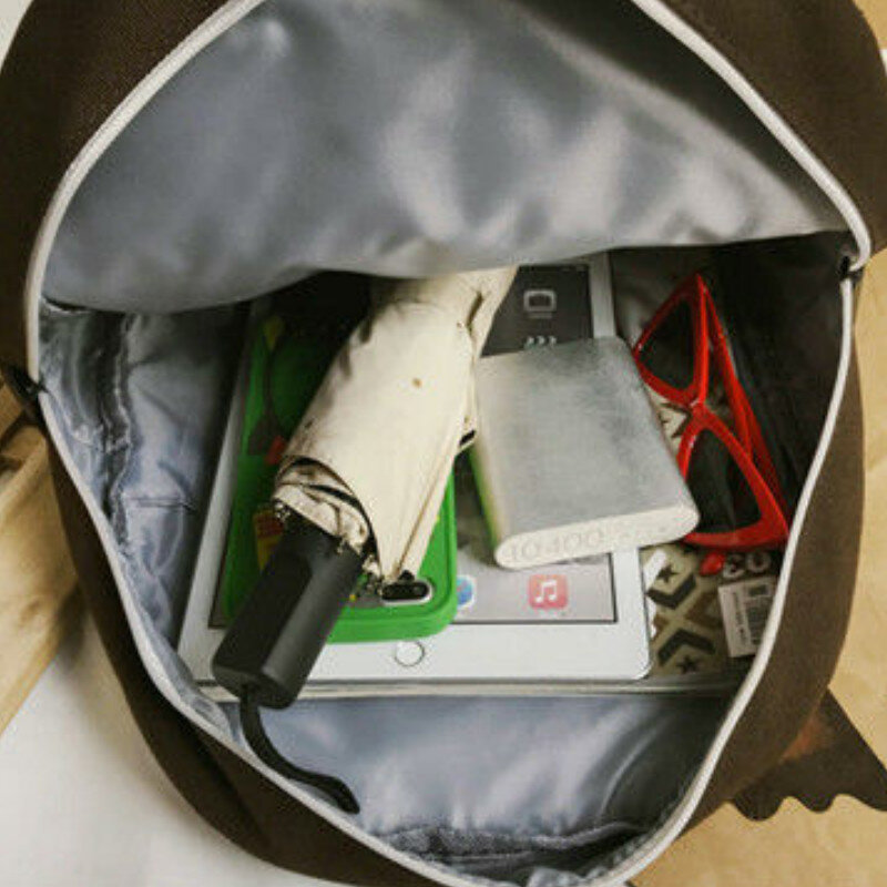 حقيبة ظهر نسائية مطبوعة على شكل قطة ، حقيبة مدرسية أنيقة مع سحاب وجيب جانبي ، حقيبة كتف غير رسمية ، تخزين متعدد