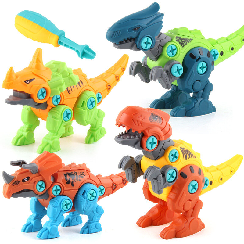 4 قطعة Diy بها بنفسك تجميع التفكيك لعبة على شكل ديناصور مجموعة المسمار الجوز مزيج تجميع ديناصور نموذج لعبة تعليمية للأطفال الأطفال