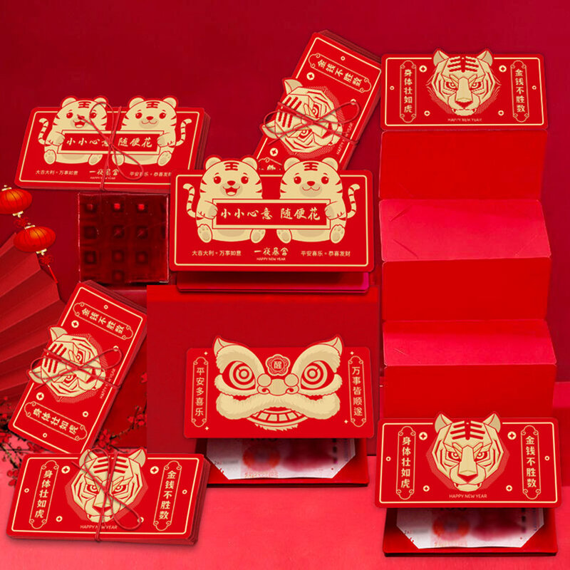 السنة الإبداعية من النمر الأحمر جيب للطي المغلف الأحمر محظوظ المال حزمة أكياس لعيد الحب الربيع مهرجان الزفاف الصيني