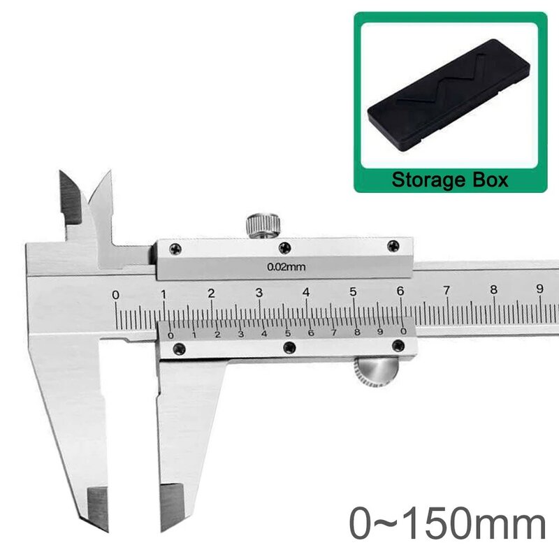 0-150 مللي متر 0.02 مللي متر الفولاذ المقاوم للصدأ الورنية الفرجار المعادن أدوات قياس مسطرة قياس أداة الصناعية صندوق تخزين العدة #1