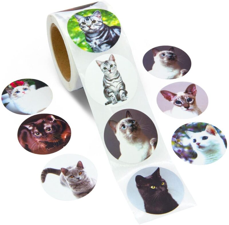 رائعتين الإبداعية القط لفة لاصقات 9 تصاميم واقعية القط نمط الديكور ختم تسميات للأطفال ملصقا تحفيزية