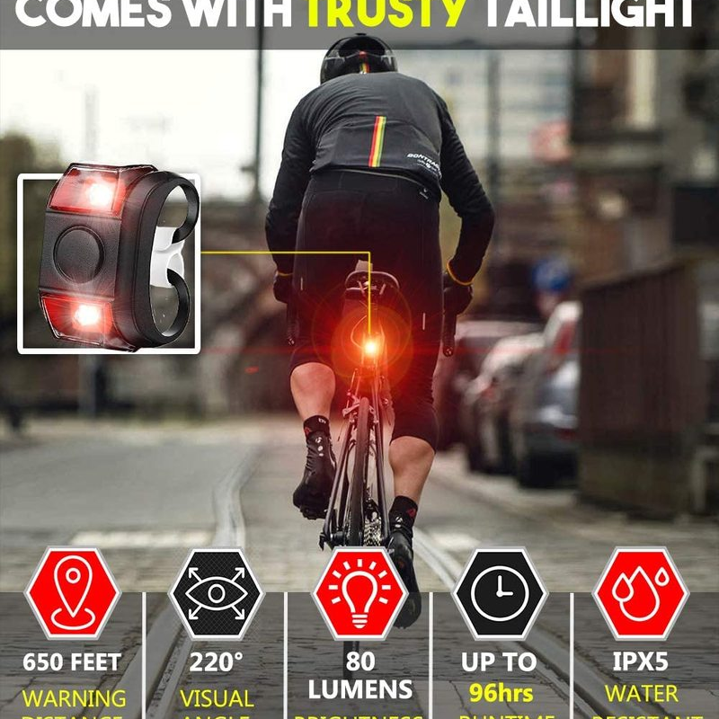 مصباح دراجة قابل للشحن باستخدام USB ضوء مجموعة ، قوية الجبهة والخلفية أضواء دراجة اكسسوارات ليلة ركوب أضواء أمامية و أضواء خلفية