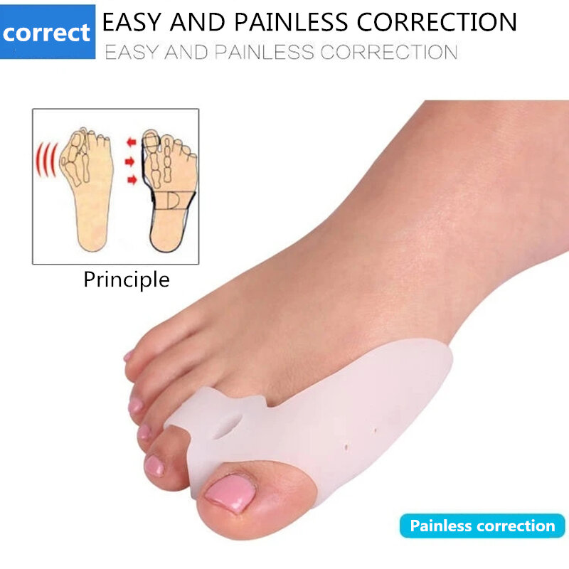 1 زوج مريح سيليكون جل أصابع القدم اثنين حفرة تو القدم Hallux الورم الضابط أصابع مصحح العناية بالقدم باديكير جهاز