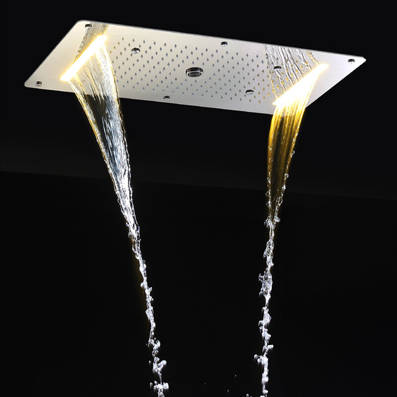 اكسسوارات الحمام سقف LED دش مجموعة 4 طرق خلاط صمام الحنفيات شلال المطر تدليك نظام النفقات العامة 380*700 مللي متر #5