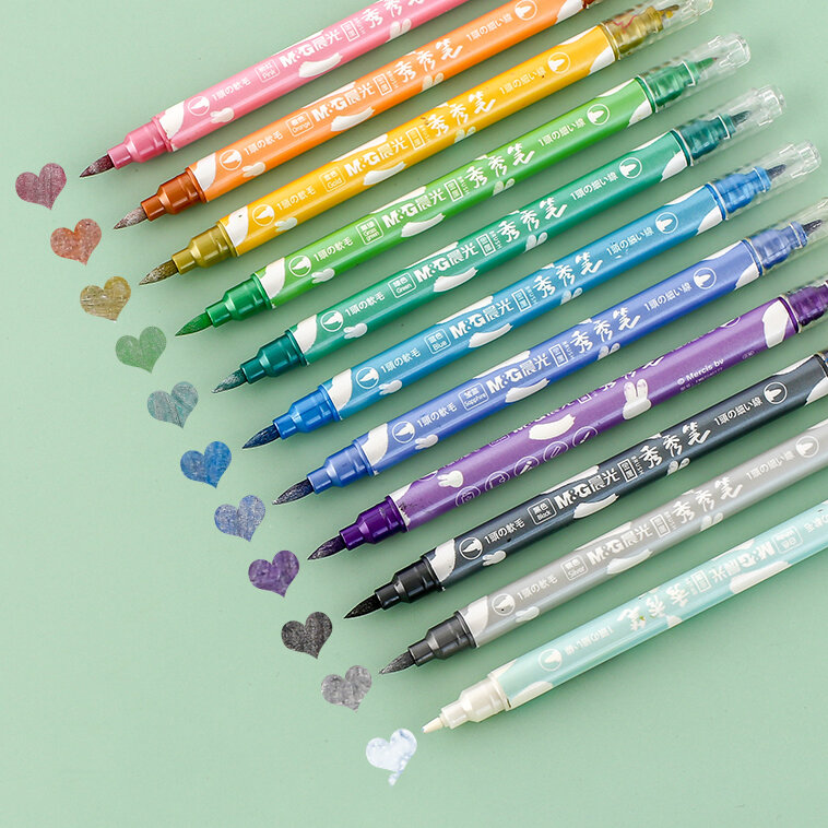 12 ألوان معدنية قلم تحديد scrapبها بنفسك سكرابوكينغ الحرف بطاقة صنع فرشاة/أقلام طرف مستدير لرسم قلم خاص للورق الأسود