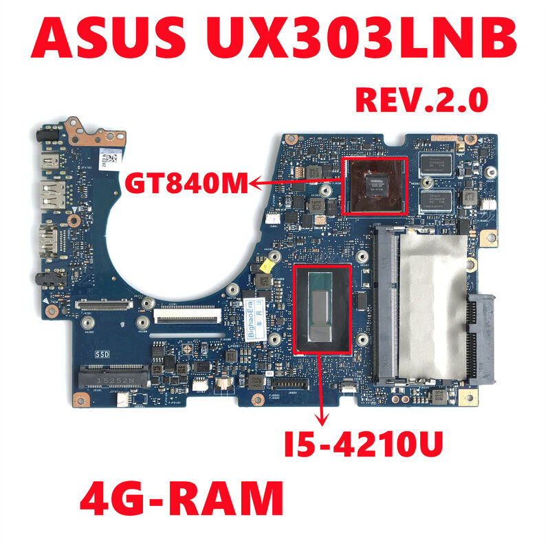 UX303LNB اللوحة ل ASUS UX303L UX303LB UX303LA UX303LN UX303LNB اللوحة المحمول W/ I5-4210U N15S-GT-S-A2 4G-RAM 100% Tesk