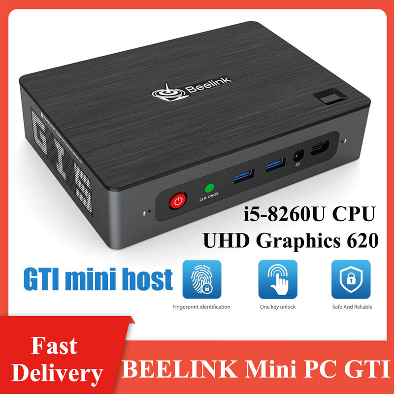 BEELINK GTI جهاز كمبيوتر صغير i5-8260U وحدة المعالجة المركزية DDR4 WIFI6 بلوتوث 5.0 1000 متر Win10 UHD الرسومات 620 4K عرض الكمبيوتر الذكي الصغير المنزل