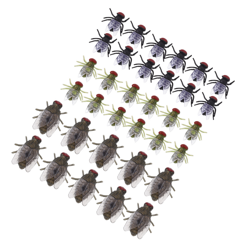 60 قطعة دعائم الذباب المخيفة وهمية الذباب واقعية الحشرات