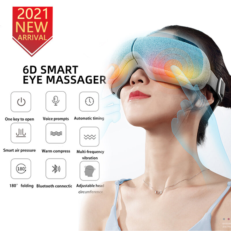 الذكية الكهربائية العين مدلك بلوتوث وسادة هوائية الاهتزاز العين مدلك 6D التجاعيد الوجه مدلك العناية بالعين تدليك أدوات الحرارة