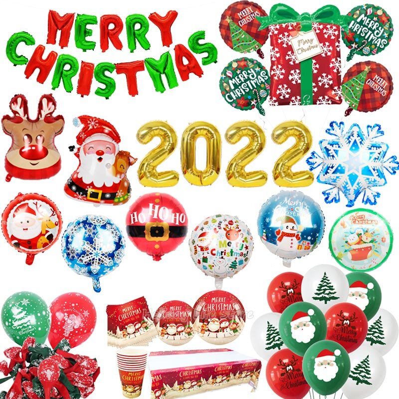 بالونات عيد الميلاد الديكور سانتا كلوز الأيائل ثلج الألومنيوم فيلم اللاتكس بالونات كبيرة الحجم 2022 عدد بالون لوازم الحفلات
