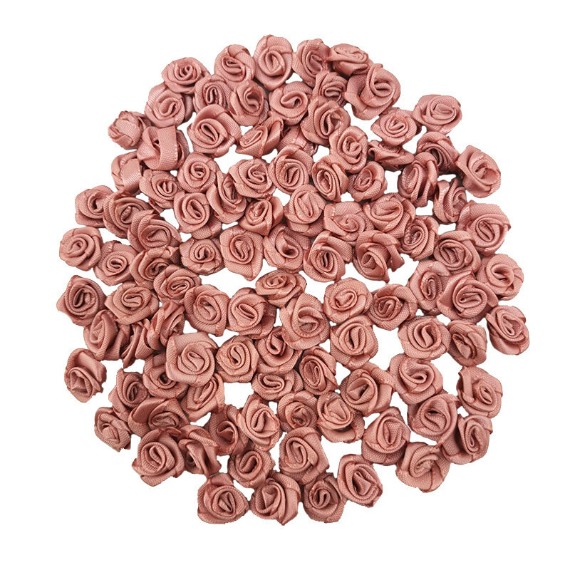 (100 قطعة/الحزمة) 10*10 مللي متر صغيرة الطازجة الوردي الشريط الزهور حجم صغير شريط من الساتان زهرة اصطناعية الحرفية احتفالي ديكور الحفلات