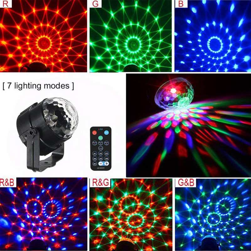 الصوت المنشط الدورية ديسكو الكرة DJ مصابيح حفلات LED RGB LED أضواء للمسرح عيد الميلاد الزفاف مصابيح حفلات الصوت