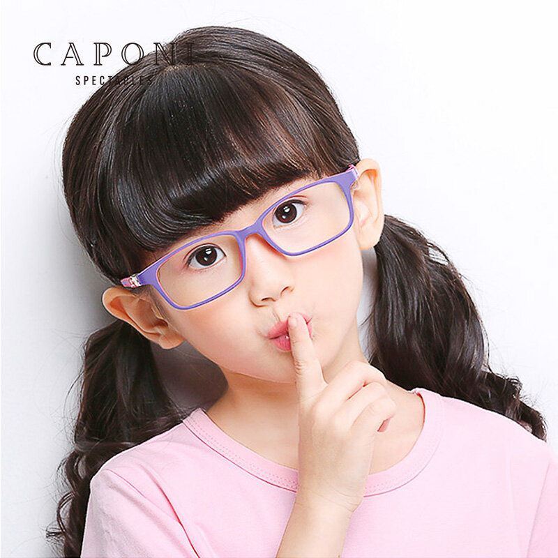 CAPONI نظارات الأطفال مكافحة الضوء الأزرق حماية الفتاة النظارات البصرية الأصلي ماركة نظارات خفيفة الوزن UV400 F1107