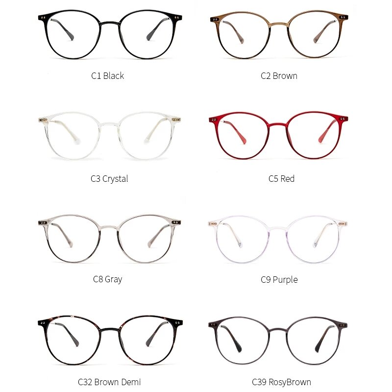 لانسي نظارات بمادة الخلات إطار المرأة موضة النظارات المستديرة وصفة طبية خفيفة قصر النظر دائرة العين النظارات الإطار 90045