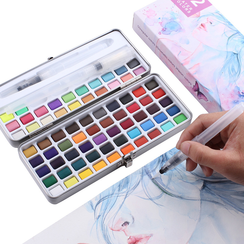 مجموعة ألوان Aibelle 50/72/90/100 ألوان ألوان مائية صلبة مجموعة ألوان مائية للفنانين ممارسة تلوين الطلاء للرسم الفني مستلزمات فنية للرسم