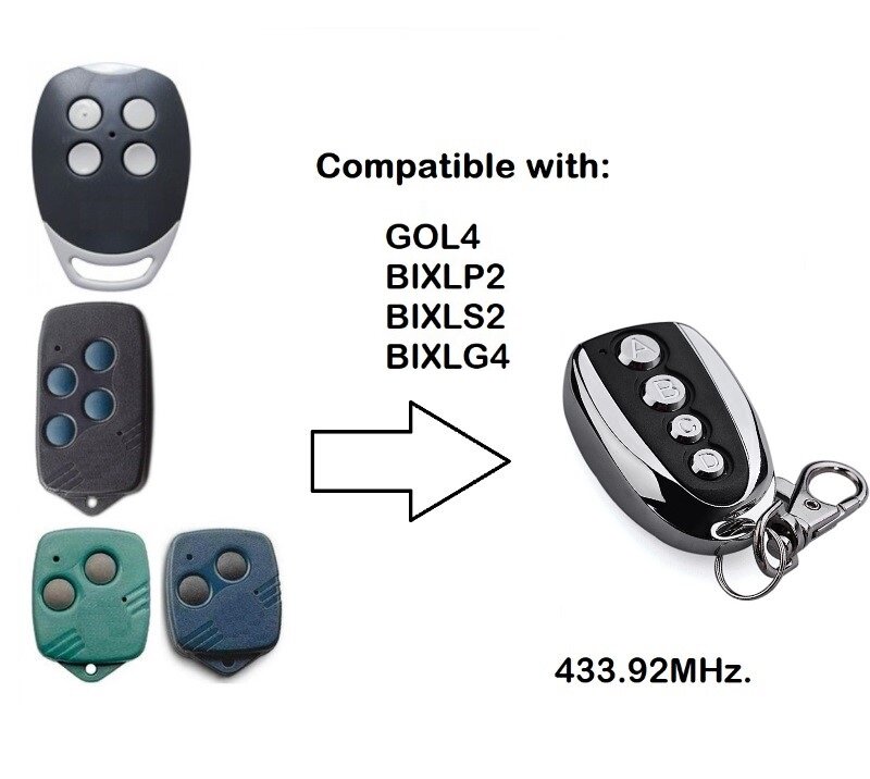 جهاز التحكم عن بعد باب المرآب المتوافق مع جهاز التحكم عن بعد من أجل GOL4 ، BIXLP2 ، BIXLS2 ، BIXLG4 رمز المتداول 433mhz