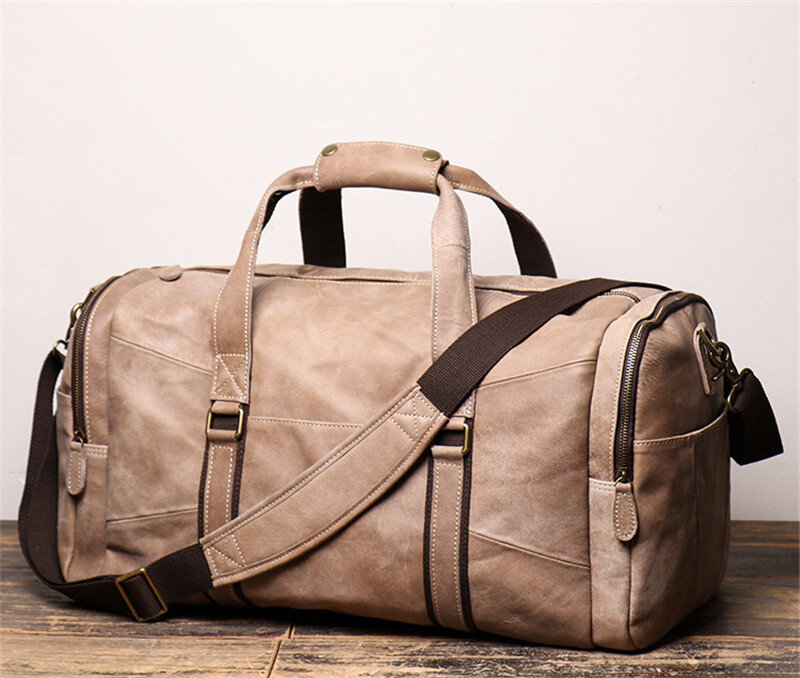 Nesitu-حقيبة كتف جلدية أصلية للرجال ، حقيبة سفر عالية الجودة ، نمط عتيق ، لون بني ، مناسبة للعمل ، M9029