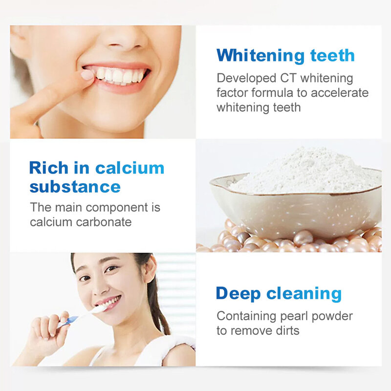 تبييض الأسنان جوهر مسحوق نظيفة نظافة الفم تبييض الأسنان إزالة البلاك البقع الطازجة التنفس نظافة الفم أدوات طبيب الأسنان