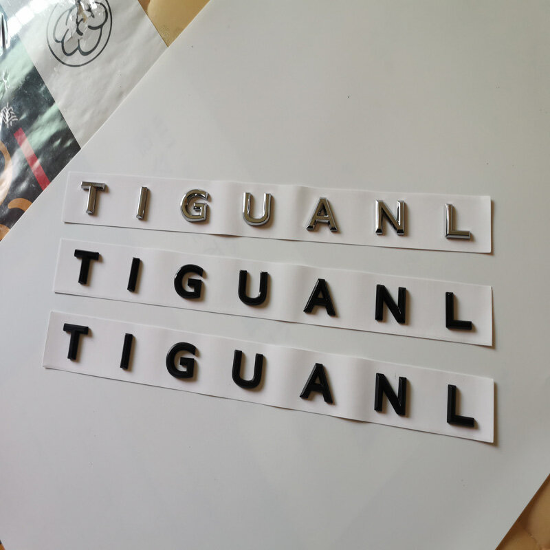 ثلاثية الأبعاد رسائل الخط شعار ل تيغوان TIGUANL تصفيف السيارة تجديد الأوسط هود جذع شارات لوجو ملصق كروم ماتي لامع أسود