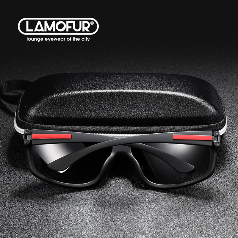 LAMOFUR 2021 جديد نظارات شمسية للرجال الاستقطاب ليلة نظارات للقيادة مكافحة وهج مستطيل ظلال 2915