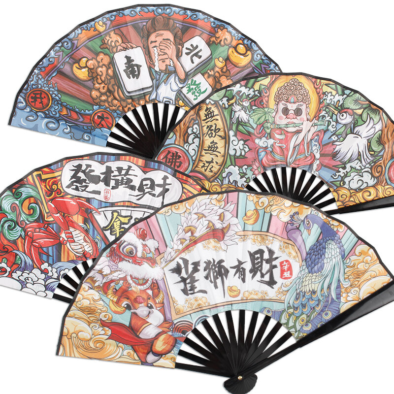 مروحة قابلة للطي خمر الطباعة النمط الصيني باليد مروحة 8 بوصة المحمولة الصيف السفر الخروج السلع الفن الحرفية هدية ديكور المنزل