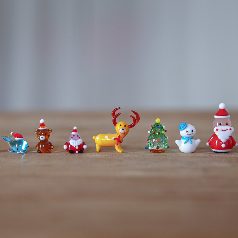 النمط الياباني اليدوية الزجاج سوبر لطيف عيد الميلاد الزجاج الحلي الصغيرة الضفدع زودياك سيارة مايكرو الحلي