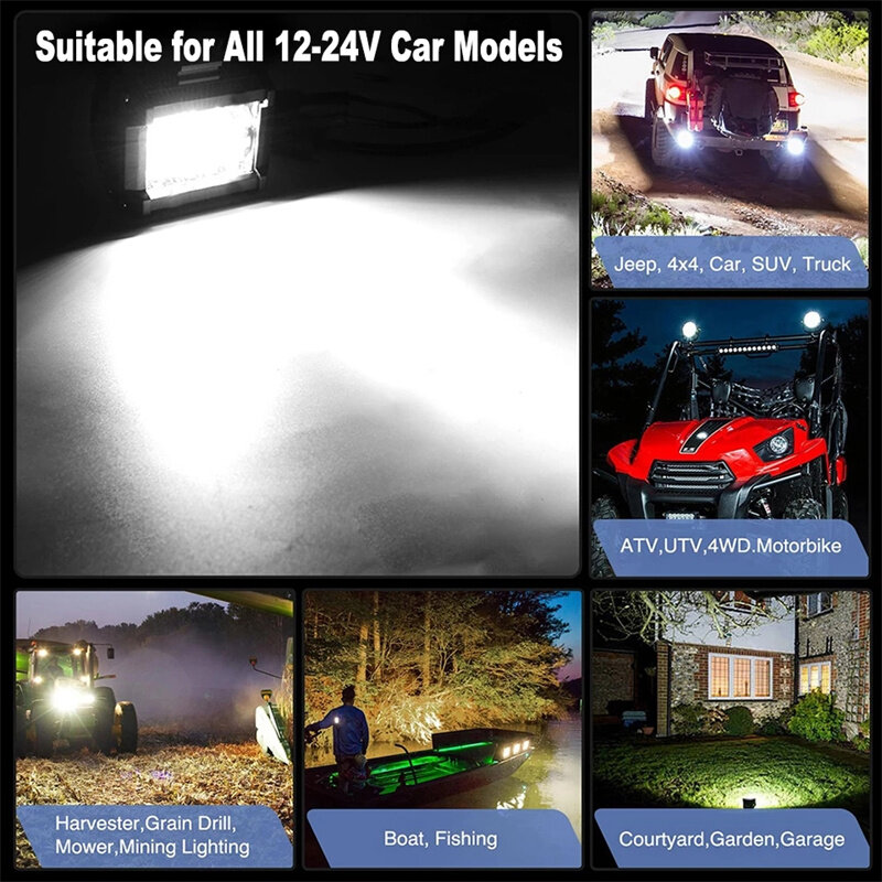 12 فولت 24 فولت LED ضوء العمل 4 "7" 54 واط 120 واط كومبو LED أضواء الضباب للسيارات بار ل الطرق الوعرة جرار شاحنة 4x4 SUV عمود إضاءة LED