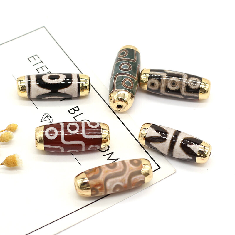 2 قطعة قلادة الطاقة الحجر الطبيعي أسطواني Tianzhu الخرز لصنع المجوهرات عقد دي اي واي سوار اليوغا Dzi هدية الإكسسوار #2