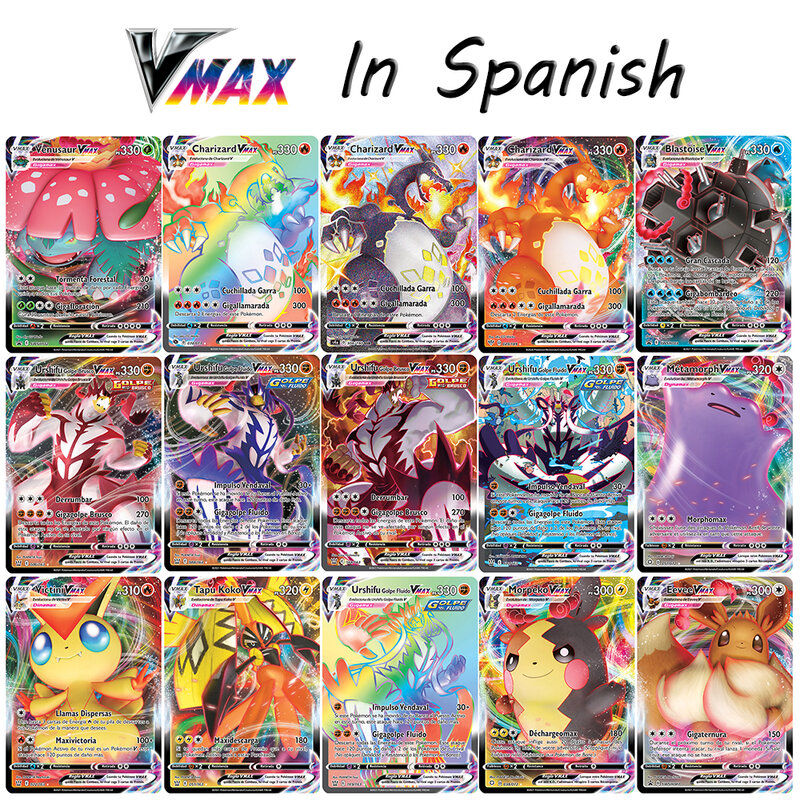 2021 بطاقات البوكيمون في العلامة الإسبانية فريق GX VMAX المدرب الطاقة الثلاثية الأبعاد اللعب أوراق للعب Castellano ألعاب أطفال اسبانية