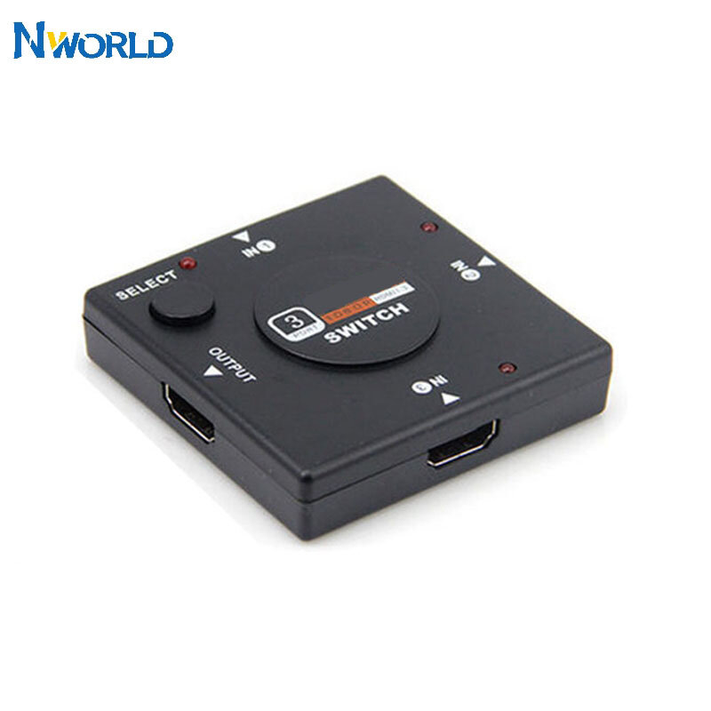 Nworld-3 منافذ موزع 1 × 3 ، منفذ HDMI صغير متوافق ، 3 مداخل ، خرج 1 ، مفاتيح KVM لـ HDTV ، 1080P ، Video ، DV ، HDTV ، 1080P